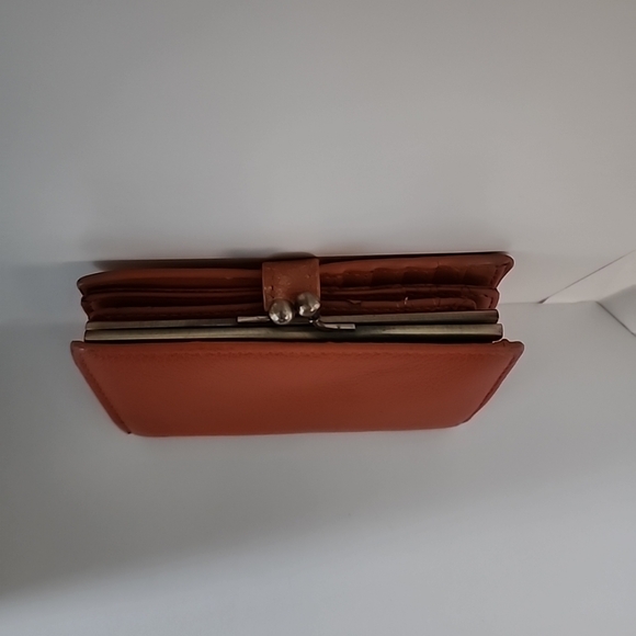 Orange Wallet Folding 17 Credit Card Holder Slots Patterned Interior Vintage - Picture 8 of 13